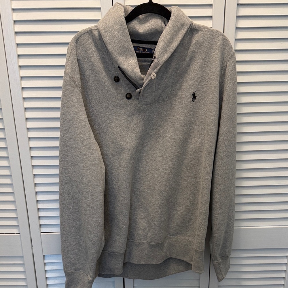 Ralph Lauren Heather Gray Button-Up Sweatshirt